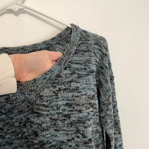 AMERICAN EAGLE Fireside Marled Sweater Blue Navy Blue Gold Metallic Cotton Small - Picture 5 of 16